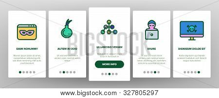 Darknet Onboarding Mobile App Page Screen Vector Thin Line. Password And Key Protection Dark Deep In