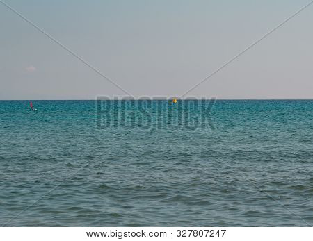Mediterranean Sea And Volcano In Horizon In The South On The Island Of Kos Greece