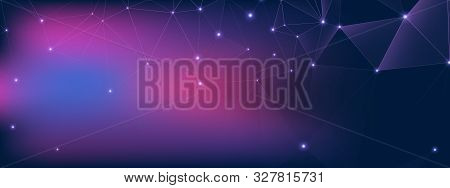 Blue Technology Architecture. Vector Big Data. Violet Virtual Connection. High Wormhole Poster. Tech