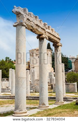 Ancient Ruins At The Roman Agora Located To The North Of The Acropolis In Athens