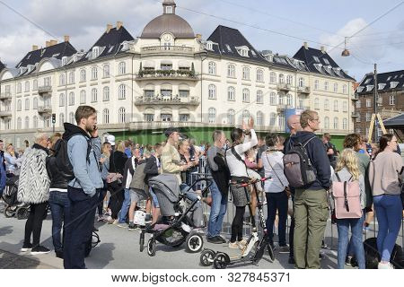 Copenhagen, Denmark - September 16, 2018: Spectators Encouraging At The Runners At The Half Marathon