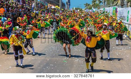 Barranquilla , Colombia - February 25, 2017 : people participating at the parade of the carnival festival of Barranquilla Atlantico Colombia