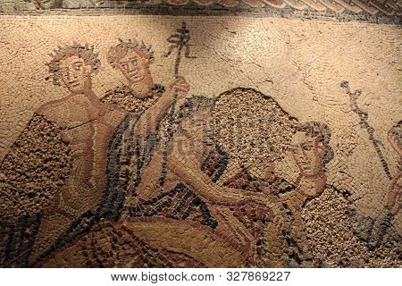 Lisbon, Portugal- May 25, 2018:beautiful Mosaics Exhibited In The National Archeological Museum Of L