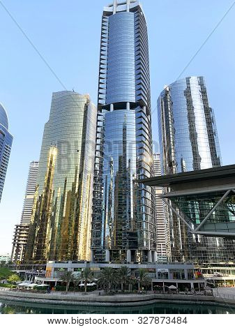 Dubai / Uae - October 15, 2019: View Of Jumeirah Lakes Towers Skyscrapers. Residential Buildings Cov