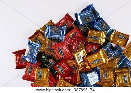 October 14 2019 Ny Usa: Ghiradelli Brand Chocolates In The Ghirardelli Collection Of Small Chocolate