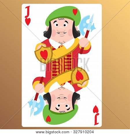 Jack Of Hearts. Playing Cards With Cartoon Cute Characters.