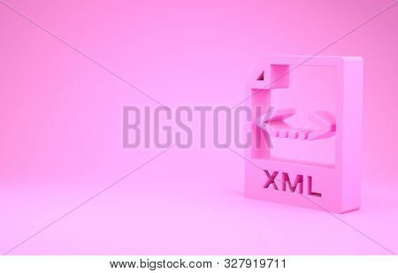 Pink Xml File Document. Download Xml Button Icon Isolated On Pink Background. Xml File Symbol. Minim