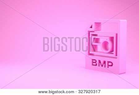 Pink Bmp File Document. Download Bmp Button Icon Isolated On Pink Background. Bmp File Symbol. Minim