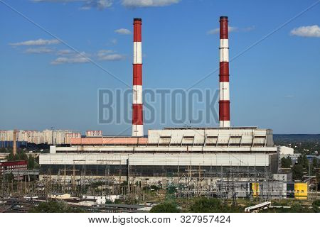 Kiev, Ukraine - July 06, 2019: Heating Season. Rise In Prices. The Biggest Thermal Station (tes) In 