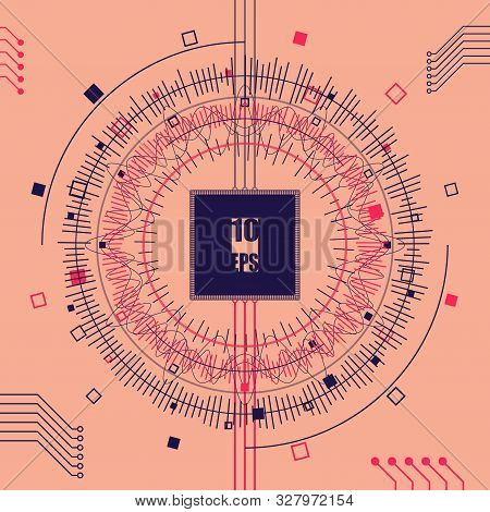 Big Data Vizualization. Fractal Element With Lines And Dots Array. Eps10 Vector Illustration.