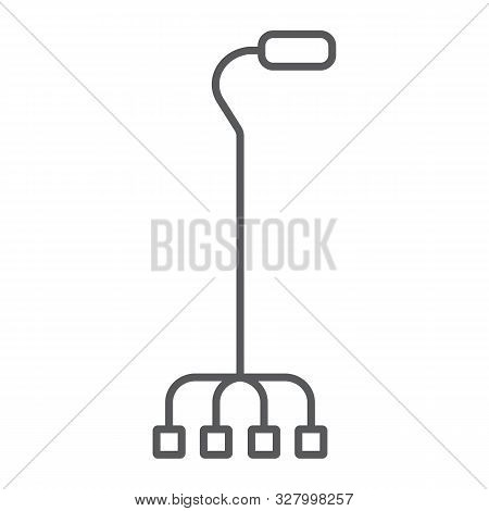 Quad Walking Thin Line Icon, Orthopedic And Medical, Quad Cane Sign, Vector Graphics, A Linear Patte