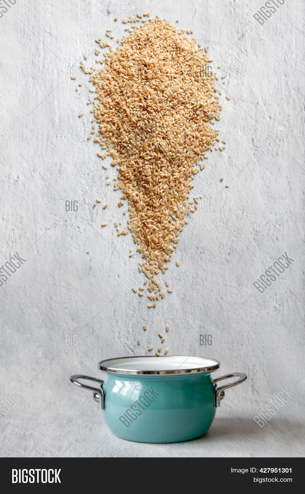 Falling Cooked Rice Raw Brown Rice Falling Image & Photo (Free Trial) | Bigstock