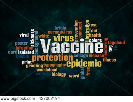 Word Cloud With Vaccine Concept Create With Text Only.
