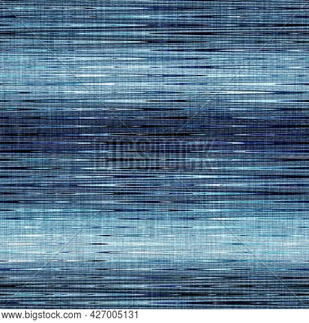 Classic Blue Woven Stripe Masculine Shirt Fabric Texture. Navy Space Dyed Marled Melange Background.