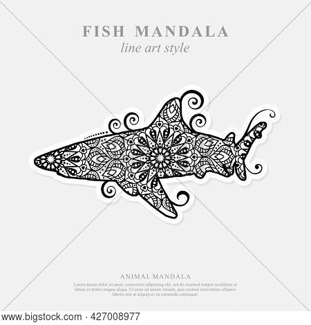 Fish Mandala. Vintage Decorative Elements. Oriental Pattern, Vector Illustration.