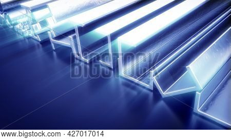 Lighting Metal Profile And Rebar - Cgi Industrial 3d Rendering