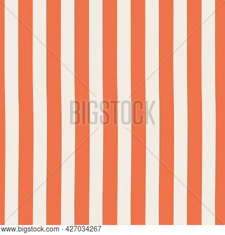 Vertical Orange Lines, Vintage Style. Vector Seamless Pattern.