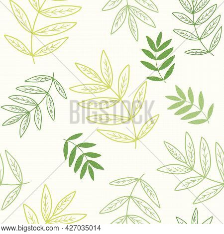Vector Green Leaves And Branches Seamless Pattern