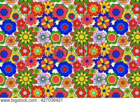 Abstract Groovy Floral Pattern Background. Vector Illustration.