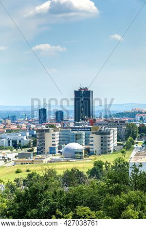 Brno, Czech Republic - July 4, 2021:  Brno University Of Technology Building, View Of The City. Vut 