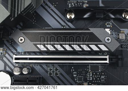 Part Of Ircuit Board. Electronic Computer Hardware Technology. Tech Science Background