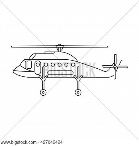 Helicopter Vector Outline Icon. Vector Illustration Copter On White Background. Isolated Outline Ill