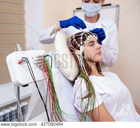 Patient Brain Testing Using Encephalography At Medical Center