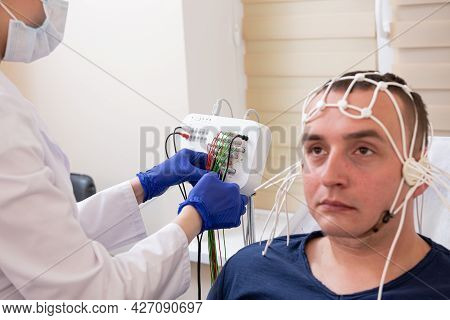 Patient Brain Testing Using Encephalography At Medical Center