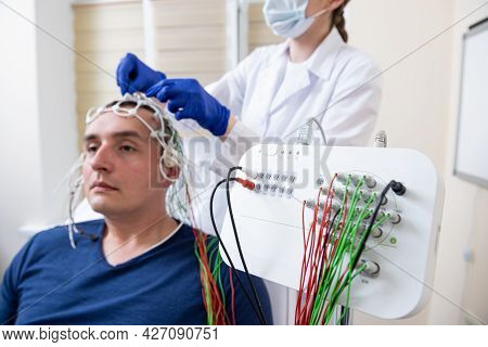 Patient Brain Testing Using Encephalography At Medical Center
