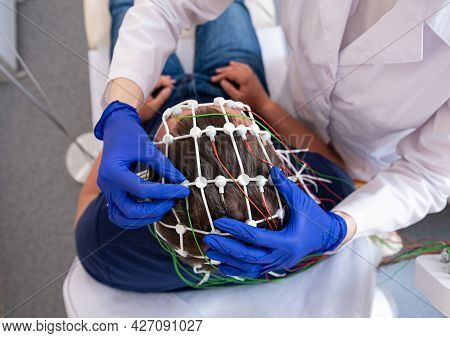 Patient Brain Testing Using Encephalography At Medical Center