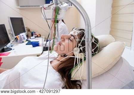 Patient Brain Testing Using Encephalography At Medical Center