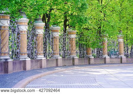 Fence Columns Cathedral Of The Savior On Blood. Cathedral Of The Resurrection. Architecture. Museums