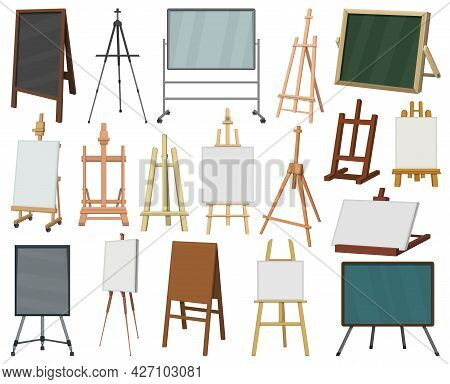 Easel Vector Cartoon Icon Set . Collection Vector Illustration Easel On White Background. Isolated C