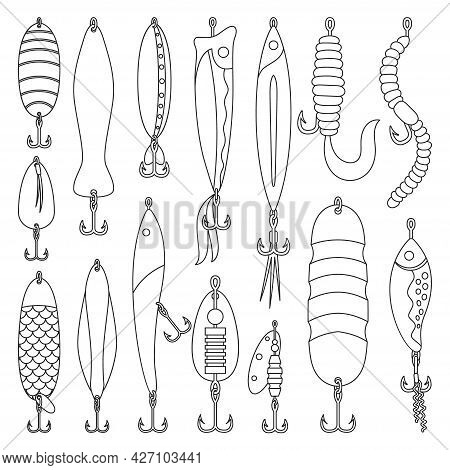 Tackle Of Bait Vector Outline Icon. Isolated Outline Set Icon Crankbait.vector Illustration Tackle O