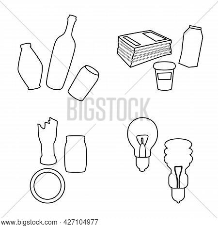Vector Design Of Waste And Garbage Icon. Set Of Waste And Separation Vector Icon For Stock.