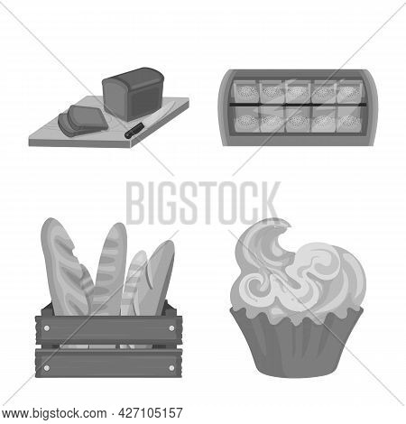 Vector Design Of Bakery And Natural Symbol. Set Of Bakery And Business Stock Vector Illustration.