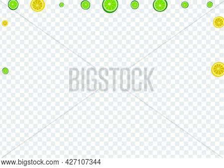 Mint Lemon Background Transparent Vector. Decor Illustration. Bright Citrus Colorful. Repeat Fruit G