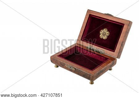 Open Wooden Jewelry Box With Velvet Lining