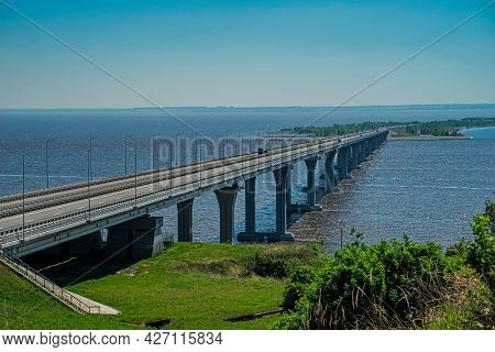 A Bridge Over The Kama River In Tatarstan. R-239, Orenburgskiy Tract Road.