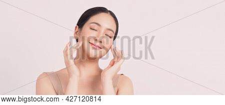 Young Asian Woman Beauty Face Make Up For Skincare Cosmetic