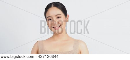 Young Asian Woman Beauty Face Make Up For Skincare Cosmetic