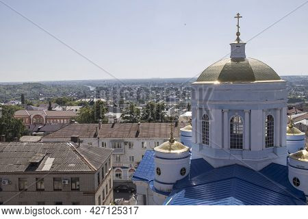 Yelets, Lipetsk Region, Russia - June 17, 2021, View From The Bell Tower To The Central Part Of The 