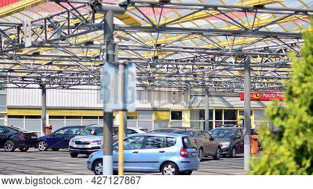 Warsaw, Poland. 17 July 2021. The Car Park Of Supermarket Selgros
