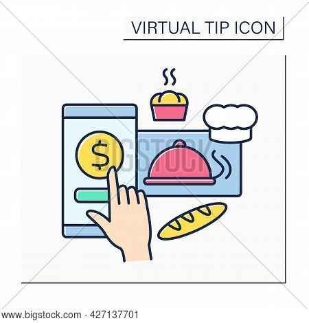 Donations Glyph Icon. Online Contributions For Bakery. Digital Money For Delicious And Fresh Pastrie