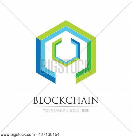 Block Chain Logo Technology Icon. Digital Vector Modern Symbol. Company Logo Design Inspiration.