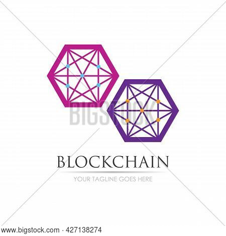 Block Chain Logo Technology Icon. Digital Vector Modern Symbol. Company Logo Design Inspiration.