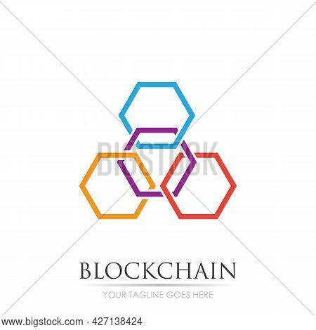 Block Chain Logo Technology Icon. Digital Vector Modern Symbol. Company Logo Design Inspiration.