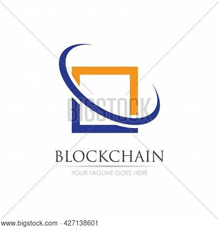 Block Chain Logo Technology Icon. Digital Vector Modern Symbol. Company Logo Design Inspiration.
