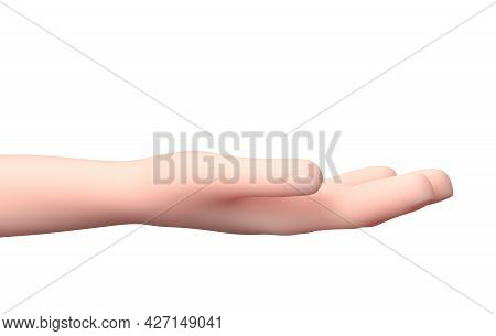 Supporting Hand. 3d Cartoon Character. Isolated On White Background 3d Illustration, Donate Concept