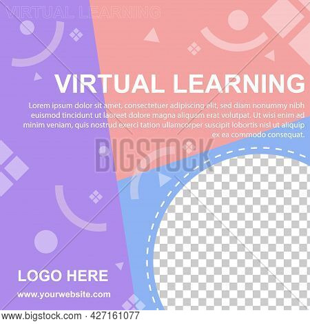 Virtual Learning Social Media Post Banner Template. Editable For So Web Banner For Social Media.vect